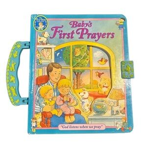 Baby's First Prayers Book with Blue Handle and Magnetic Closure